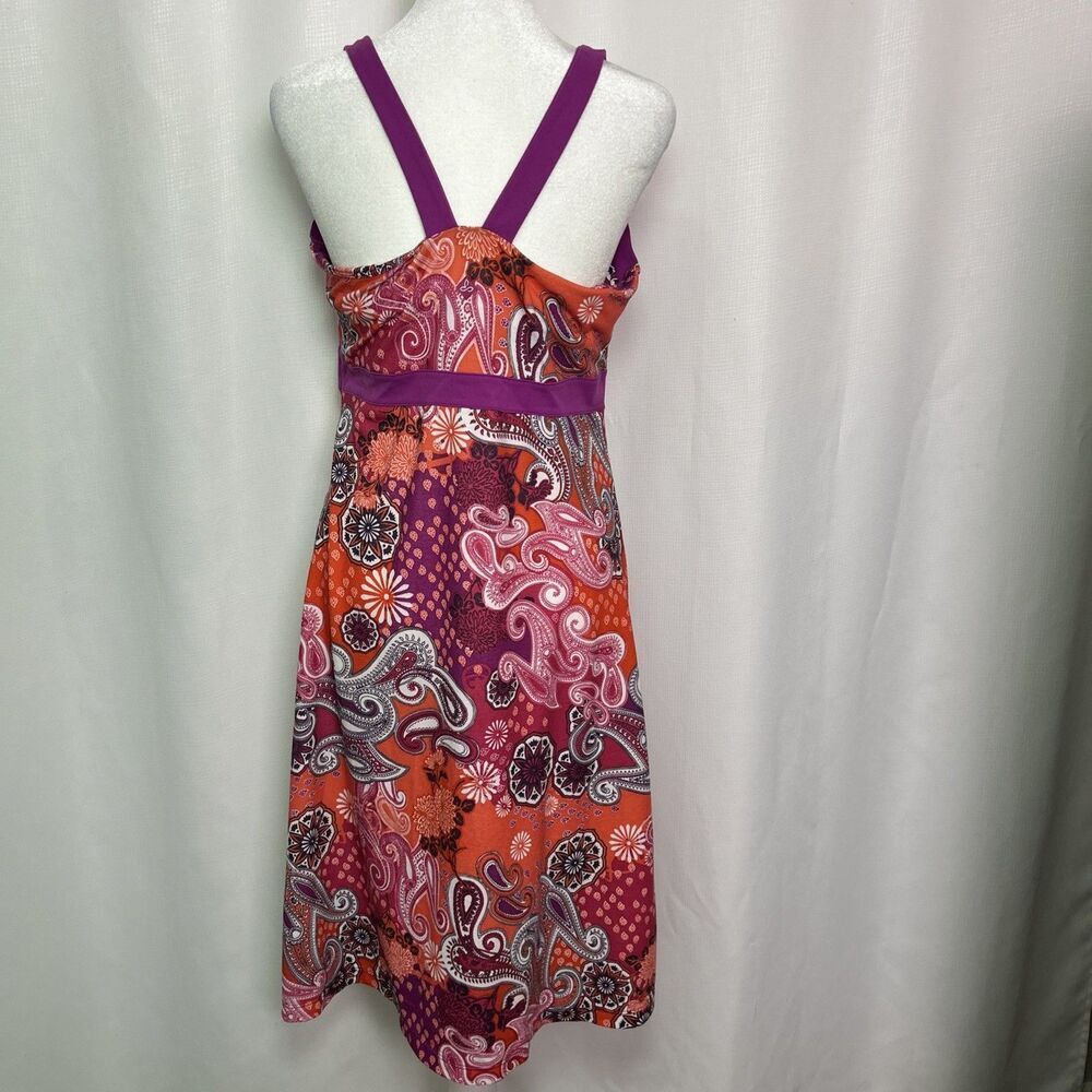 Prana Athletic Dress Women’s Medium Self Bra Fuchsia Orange Paisley Fit Flare - Picture 6 of 10